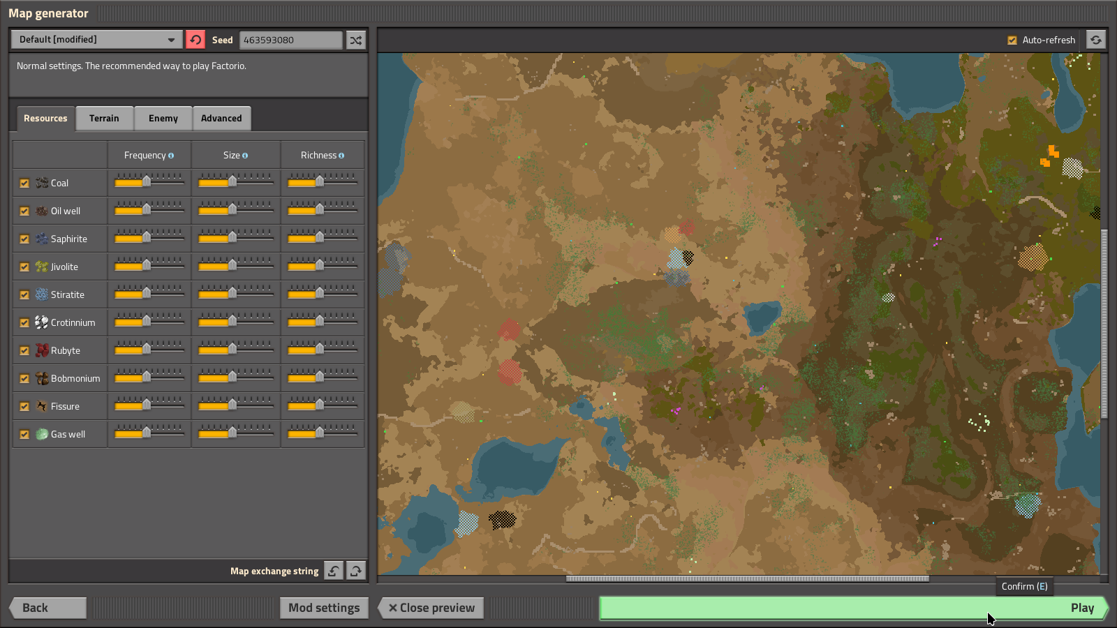 Map Preview of a new Factorio world